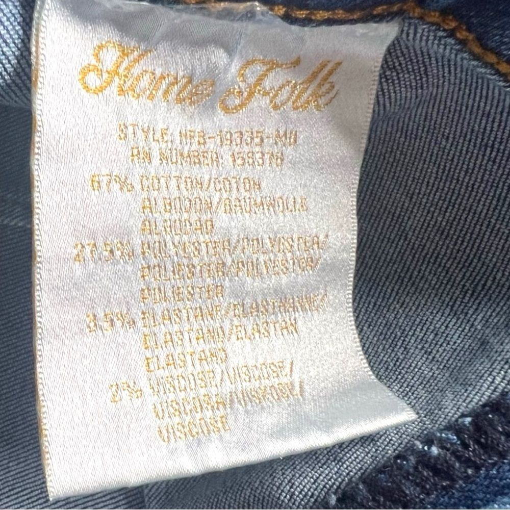 HomeFolk/L&B Dark Wash Distressed Knee Flare Jeans NWT - Picture 13 of 14